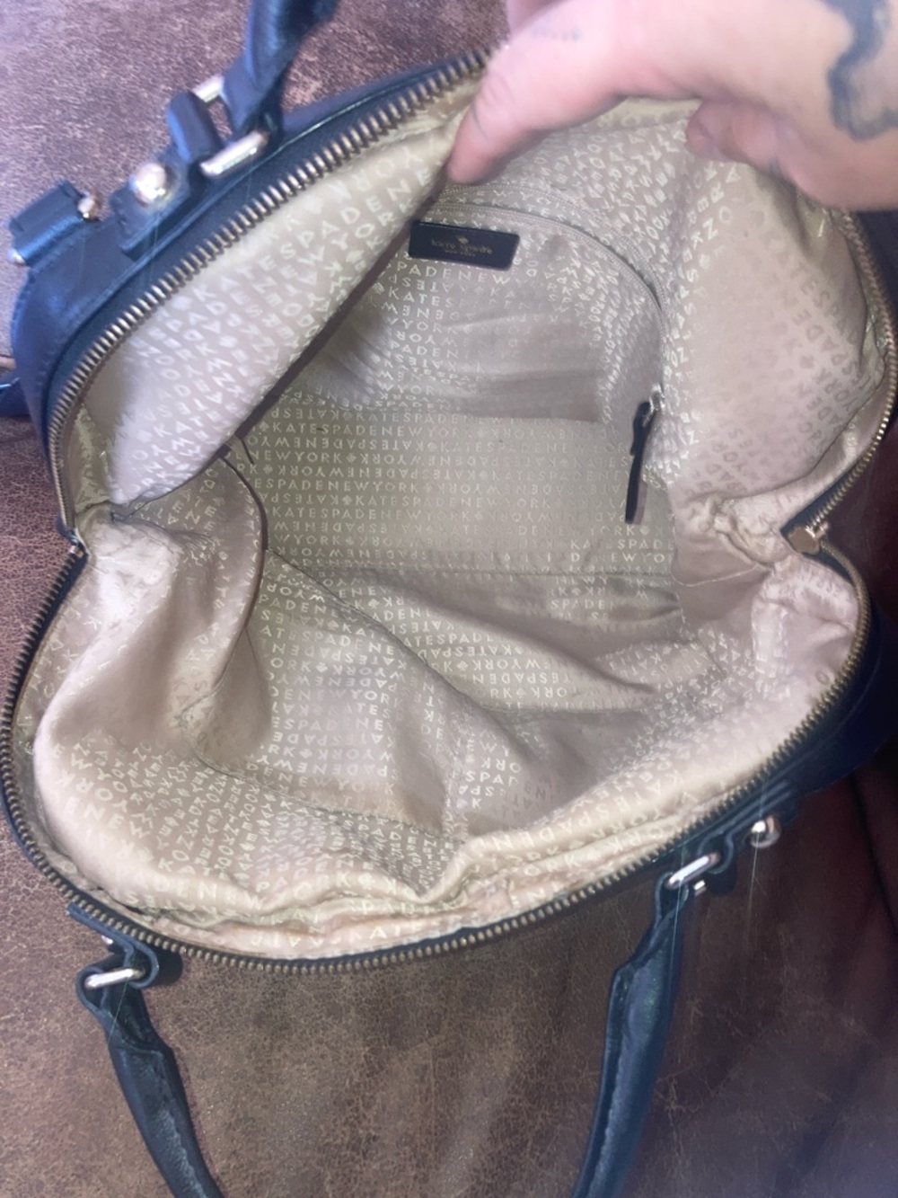 Kate Spade Canvas Zebra-Print Satchel & crossbody  Bag - Black & Cream - Picture 6 of 8